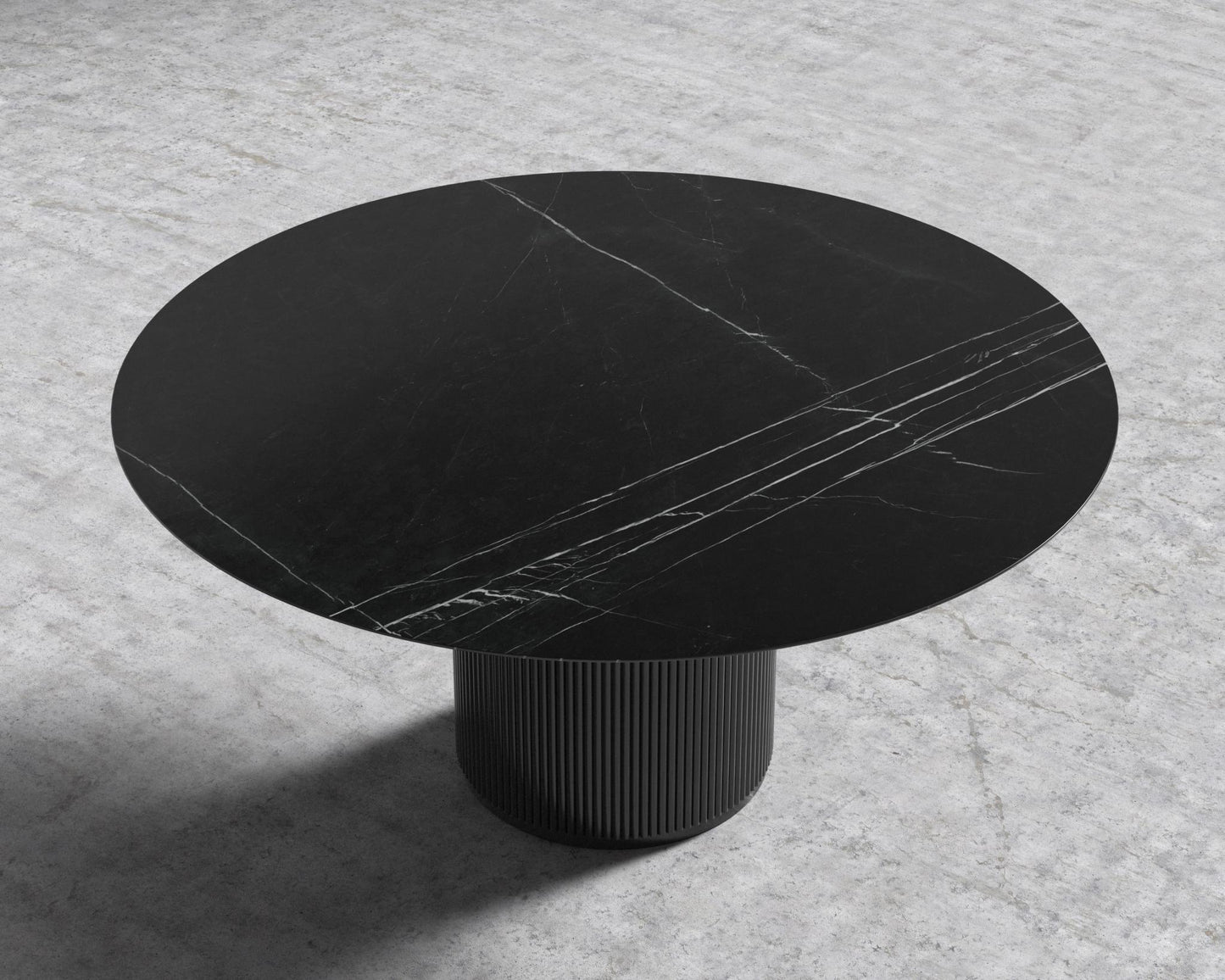 Athena Round Dining Table - Ebony, 48" | 122cm, Black Marble