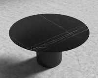 Athena Round Dining Table - Ebony, 48" | 122cm, Black Marble