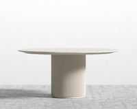 Athena Round Dining Table - Alabaster Matte Lacquer, 48" | 122cm, Black Marble