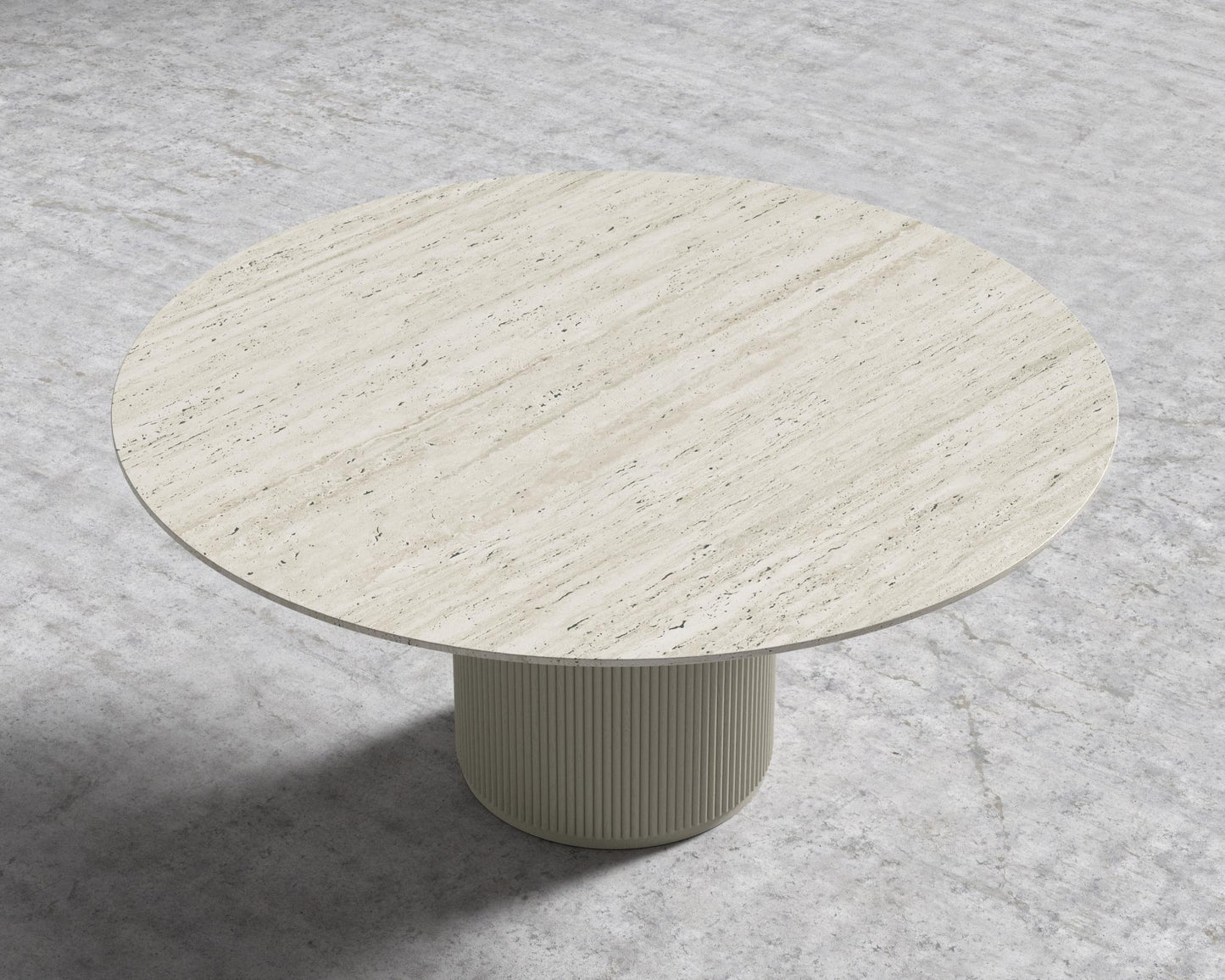 Athena Round Dining Table - Alabaster Matte Lacquer, 48" | 122cm, Black Marble