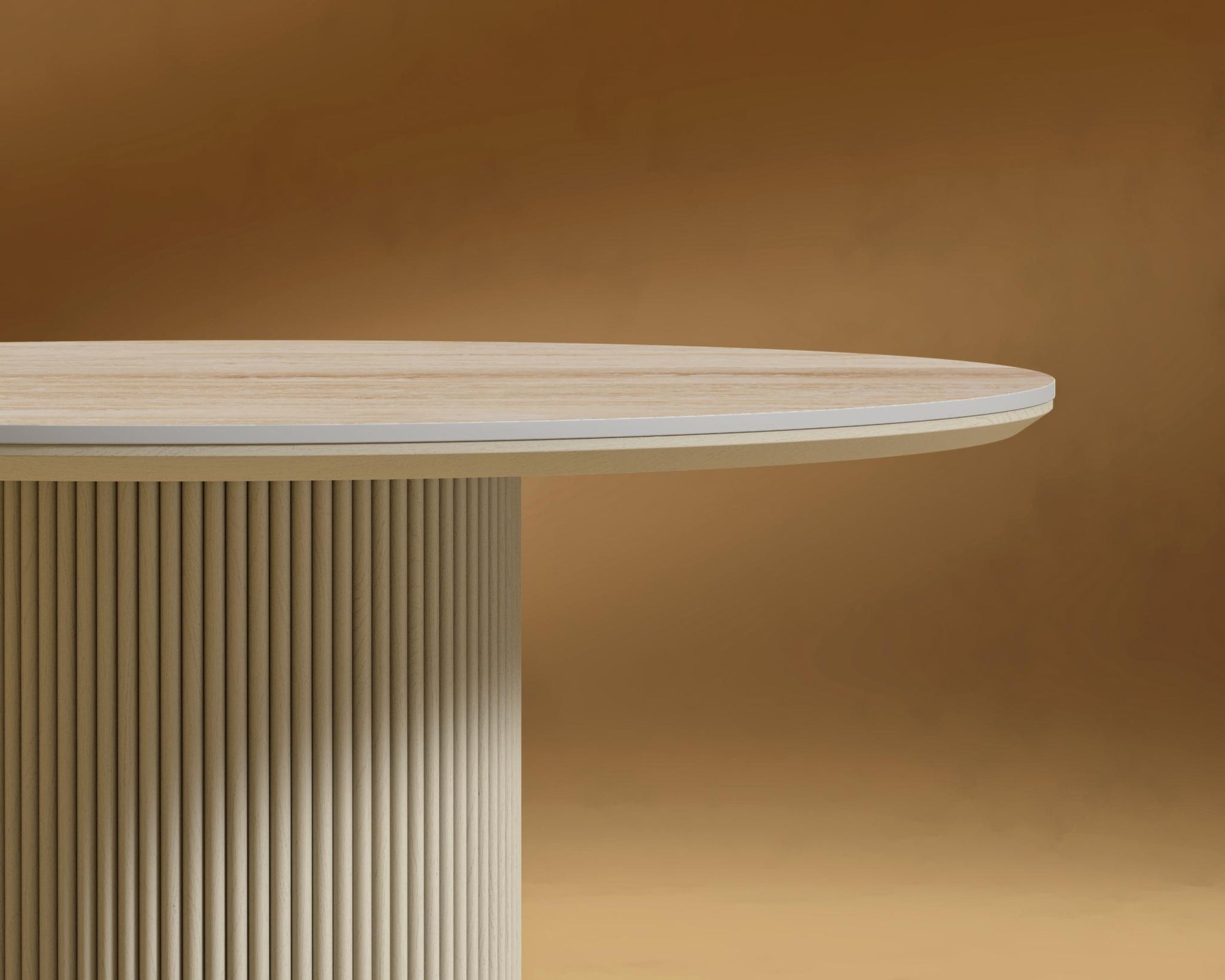 Athena Round Dining Table - Alabaster Matte Lacquer, 48" | 122cm, Black Marble