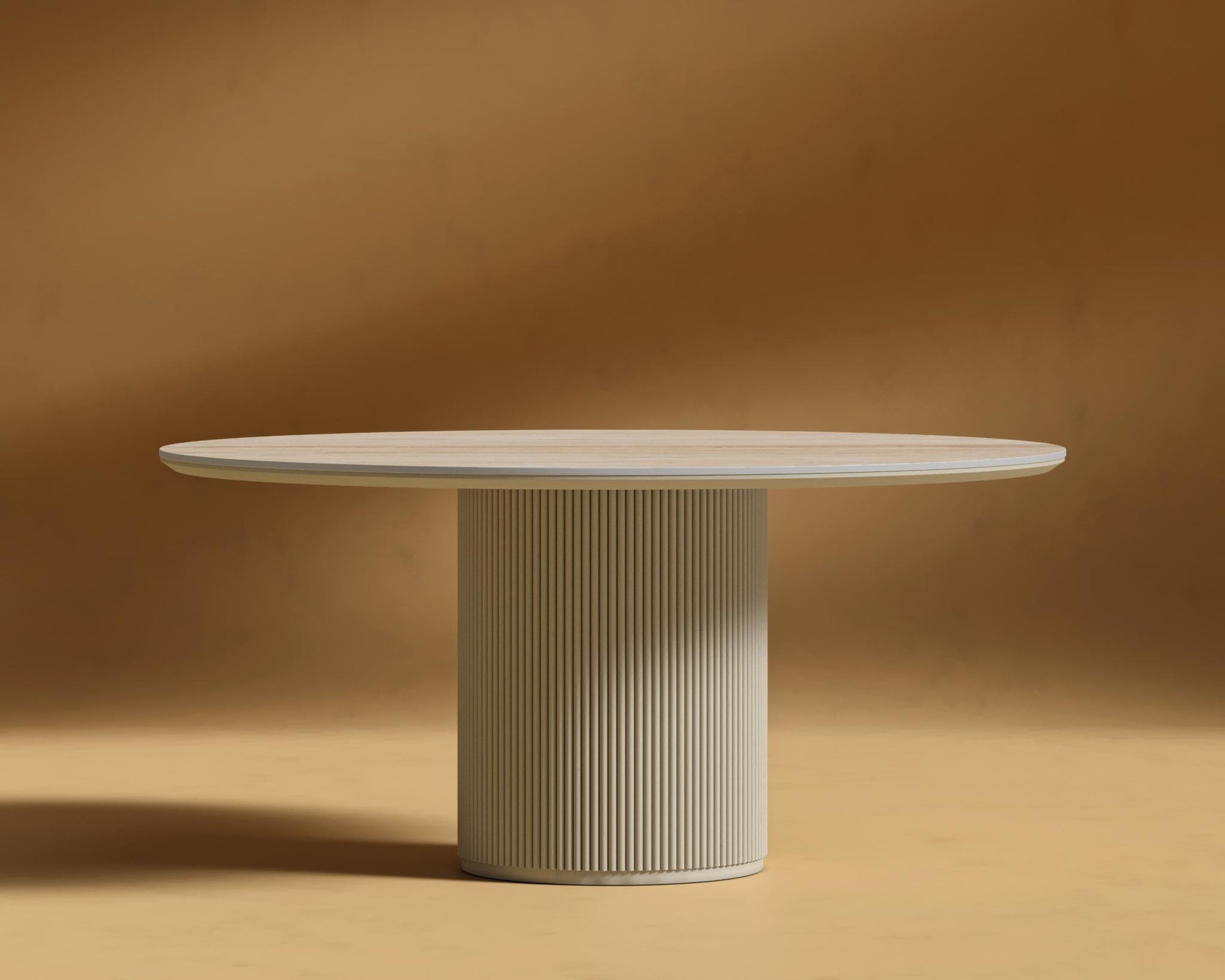 Athena Round Dining Table - Alabaster Matte Lacquer, 48" | 122cm, Black Marble