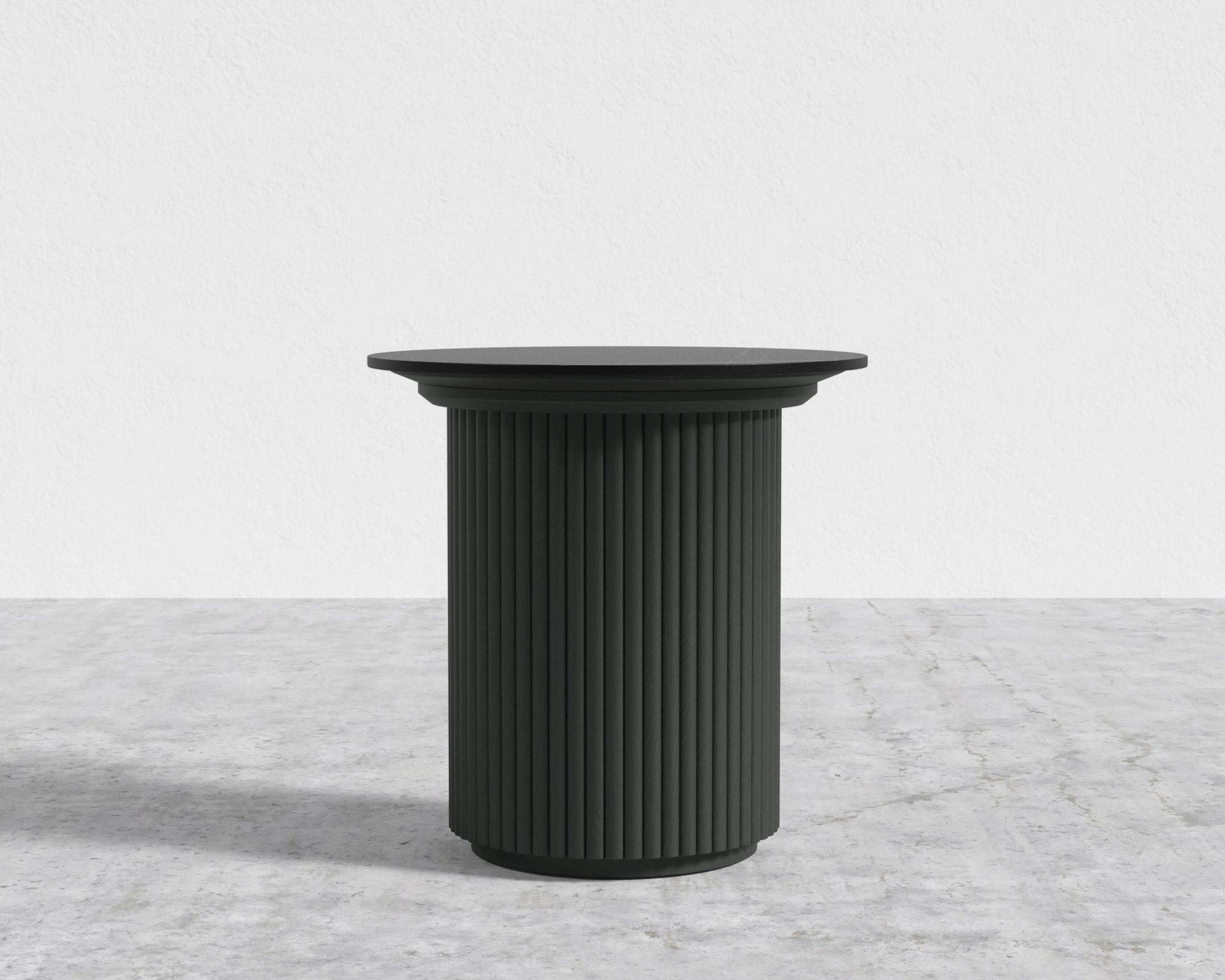 Athena Side Table - Alabaster Matte Lacquer, Black Pietra Ceramic, 22" | 55 cm