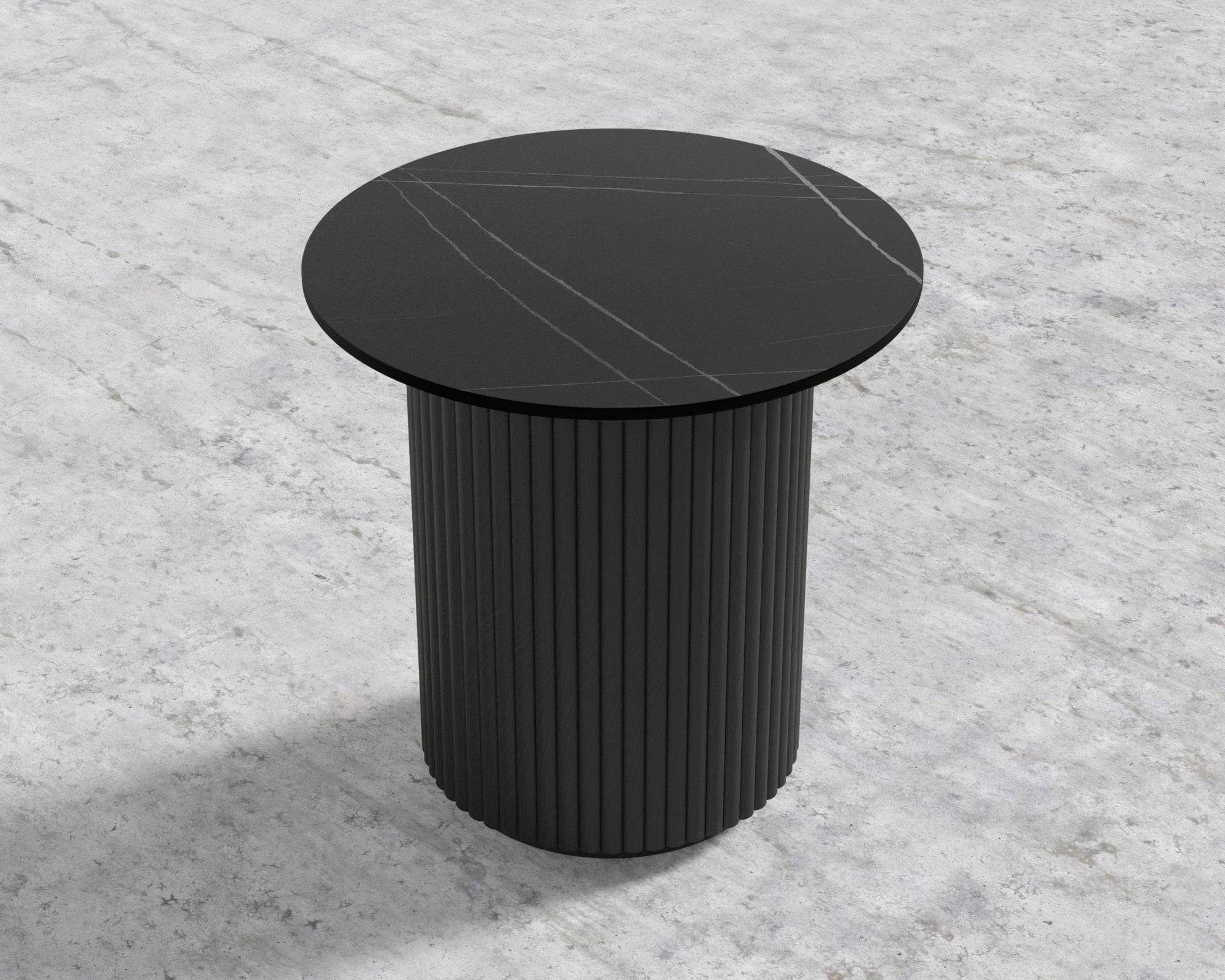 Athena Side Table - Alabaster Matte Lacquer, Black Pietra Ceramic, 22" | 55 cm