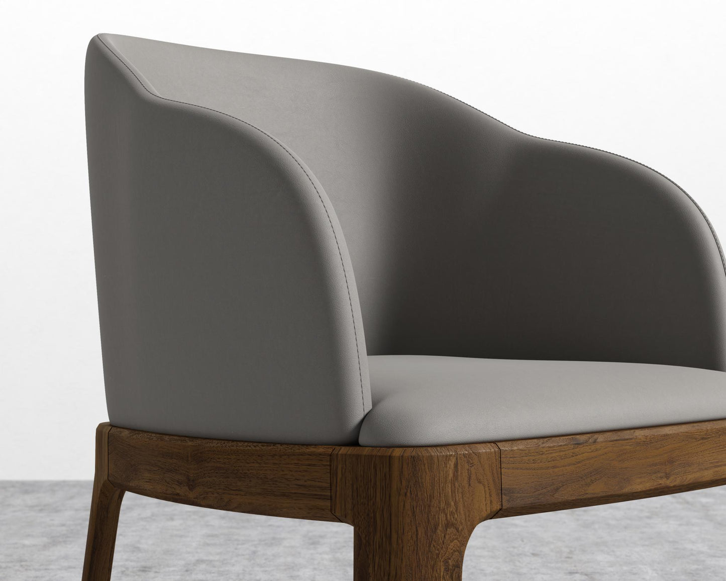Aubrey Armchair - Walnut Stain, PU Leather - Monaco Slate