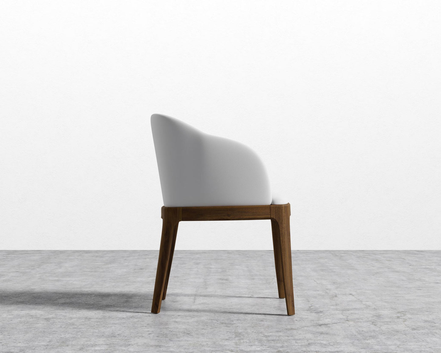 Aubrey Armchair - Walnut Stain, PU Leather - Monaco White
