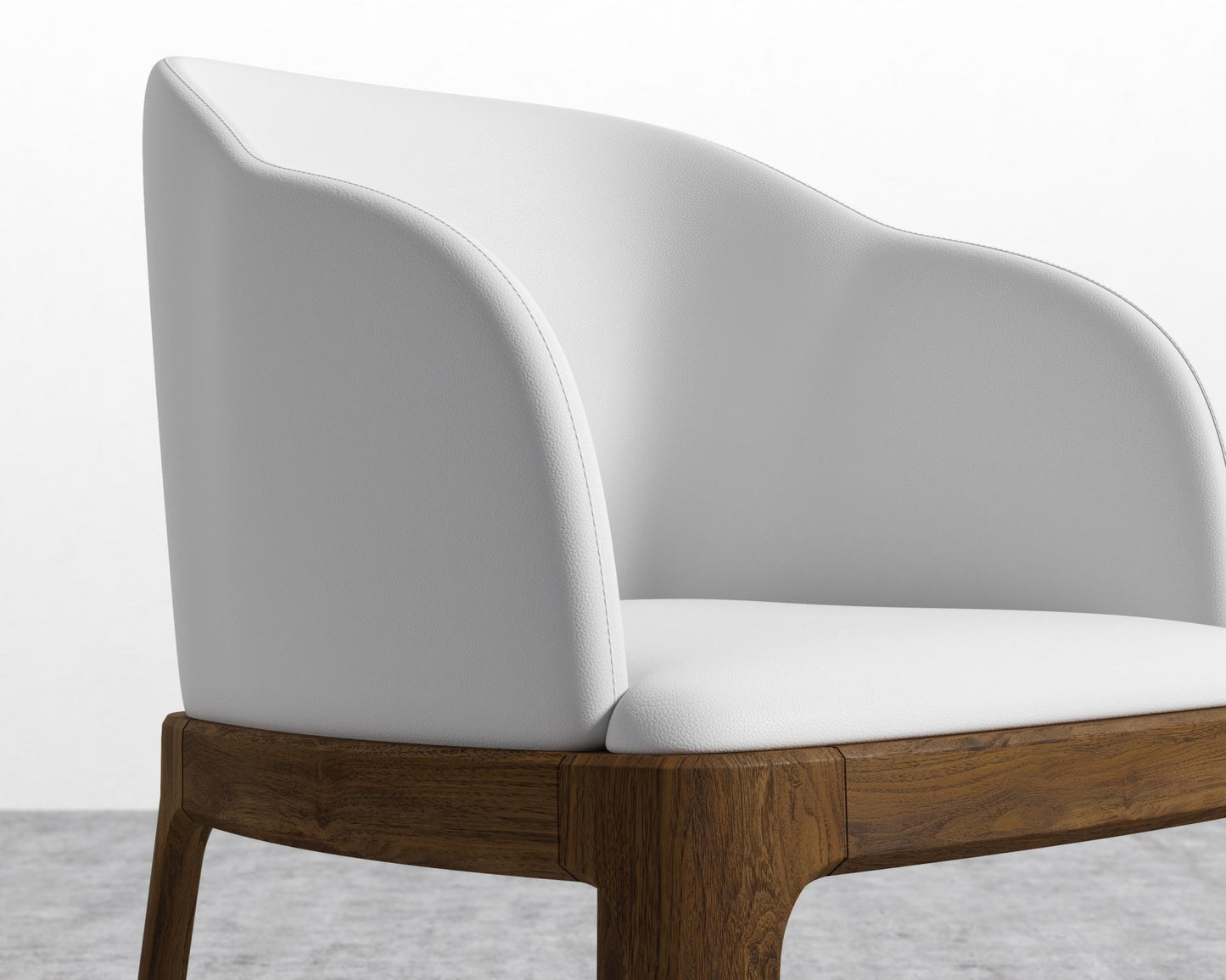 Aubrey Armchair - Walnut Stain, PU Leather - Monaco White
