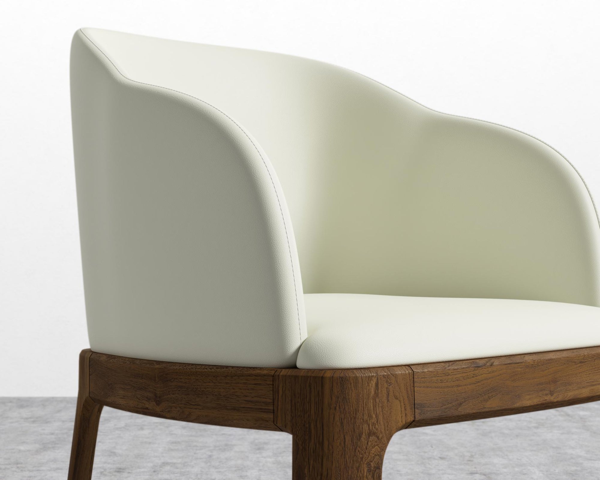 Aubrey Armchair - Walnut Stain, PU Leather - Monaco Cream