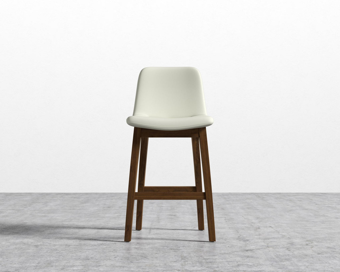Aubrey Counter Stool - Walnut Stain, PU Leather - Monaco Cream