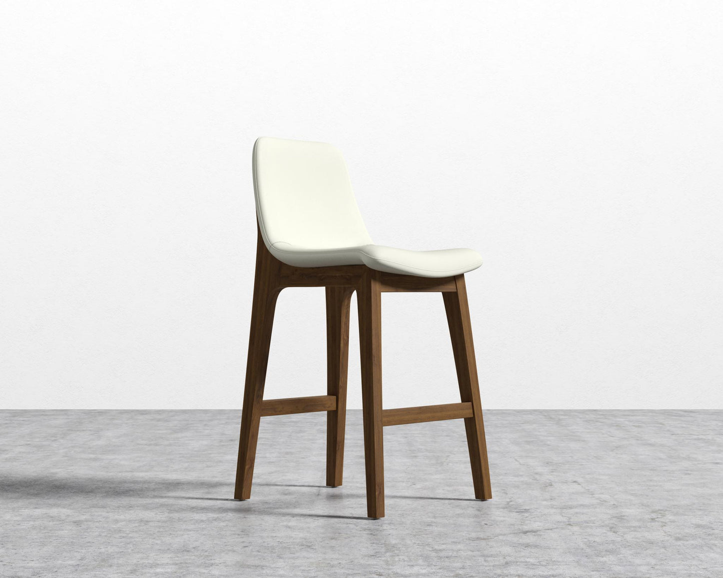 Aubrey Counter Stool - Walnut Stain, PU Leather - Monaco Cream