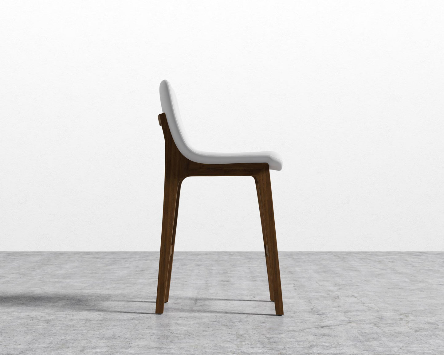 Aubrey Counter Stool - Walnut Stain, PU Leather - Monaco White