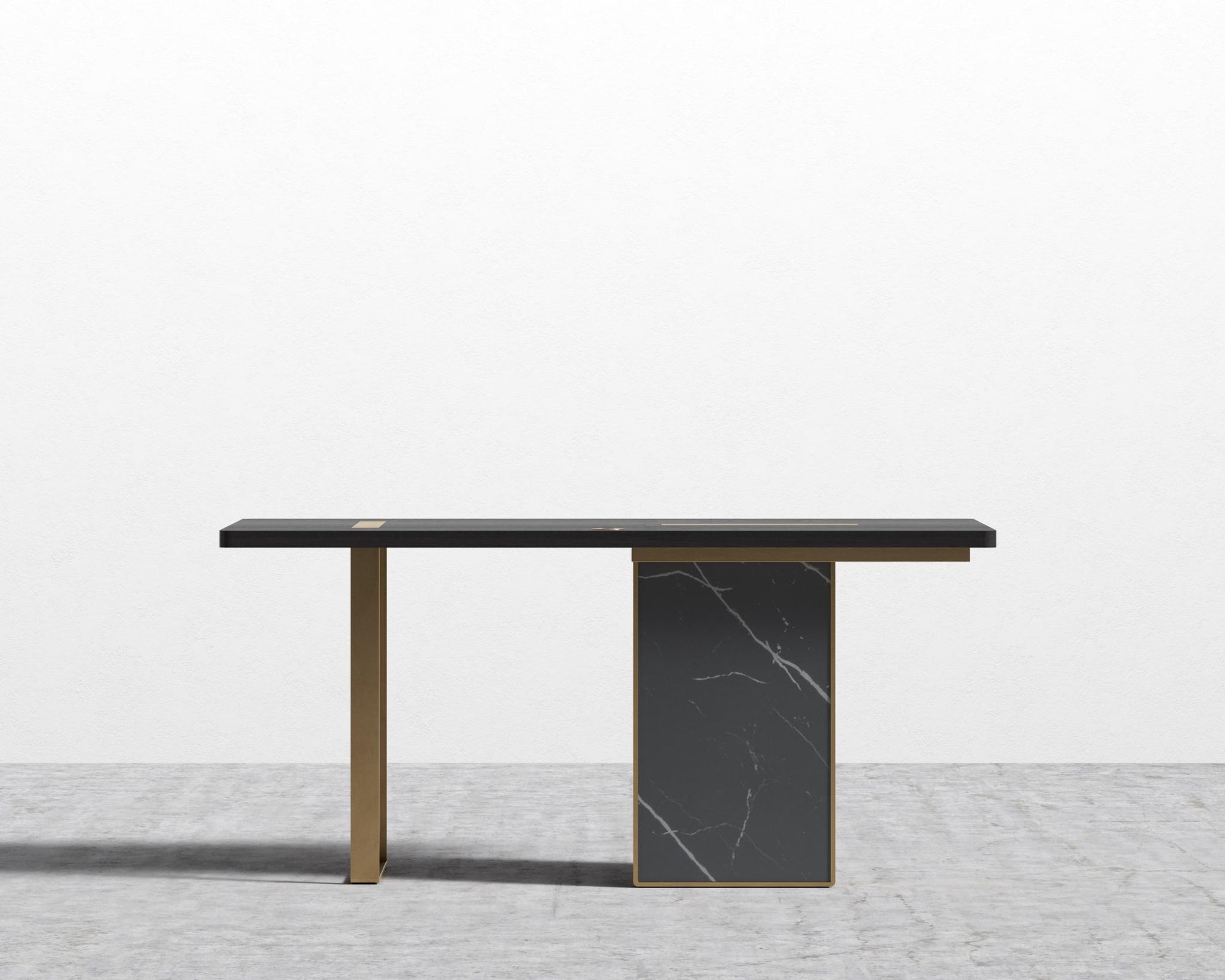Augustus Desk - Black Pietra Ceramic, 63" x 31.5", Black Oak Veneer