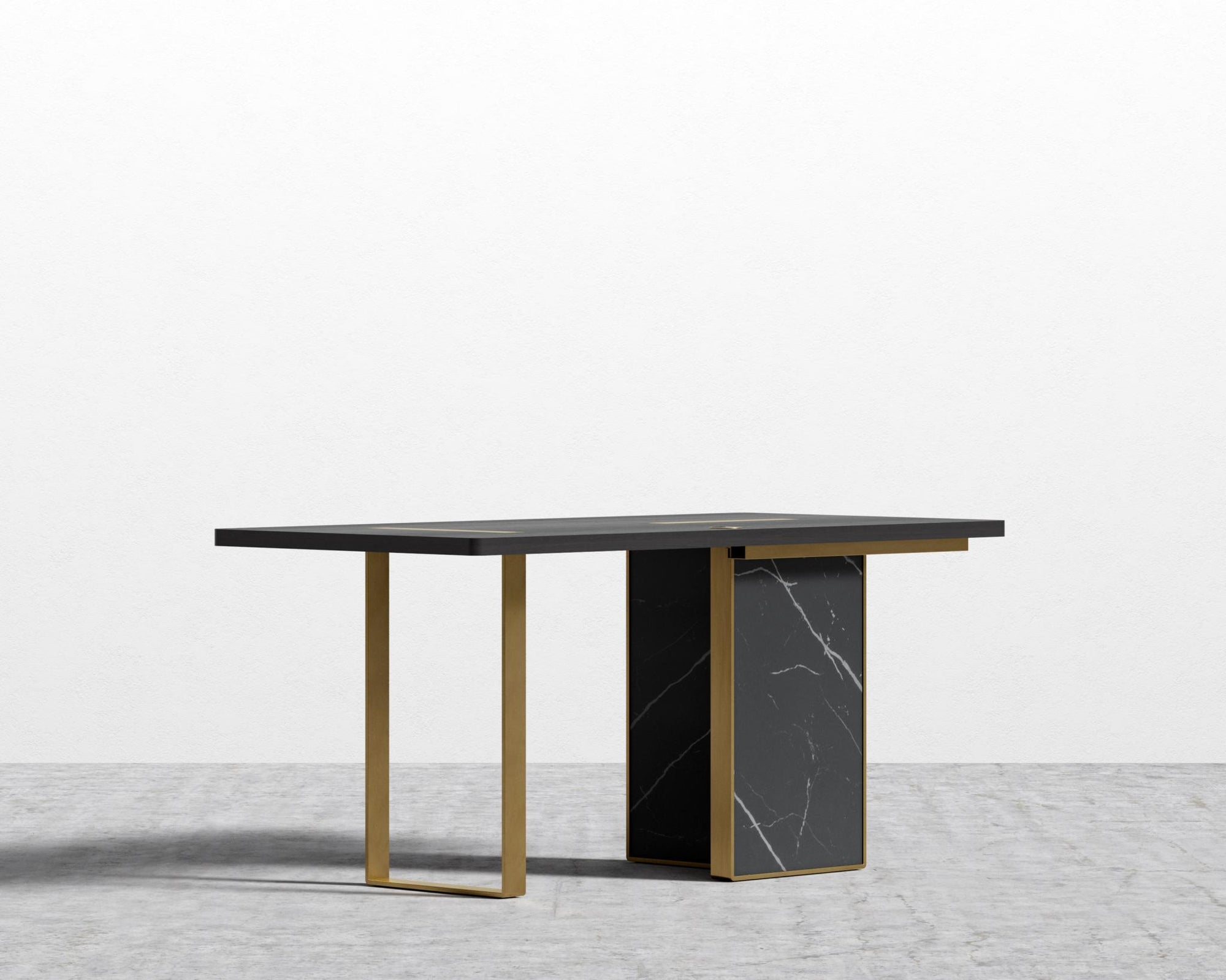 Augustus Desk - Black Pietra Ceramic, 63" x 31.5", Black Oak Veneer