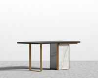 Augustus Desk - White Calacatta Ceramic, 63" x 31.5", Black Oak Veneer