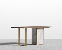 Augustus Desk - White Calacatta Ceramic, 63" x 31.5", Black Oak Veneer