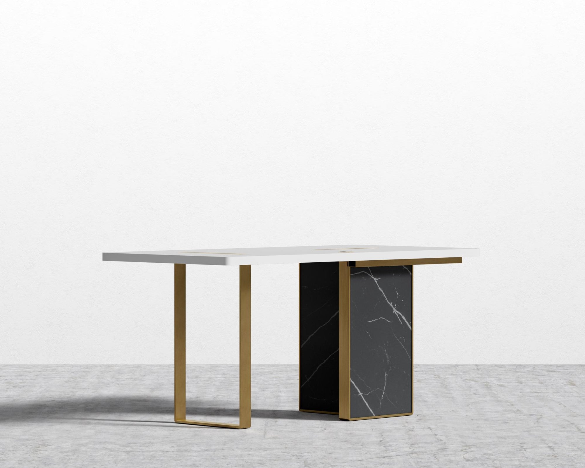 Augustus Desk - Black Pietra Ceramic, 63" x 31.5", Black Oak Veneer