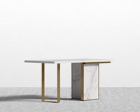 Augustus Desk - White Calacatta Ceramic, 63" x 31.5", Black Oak Veneer