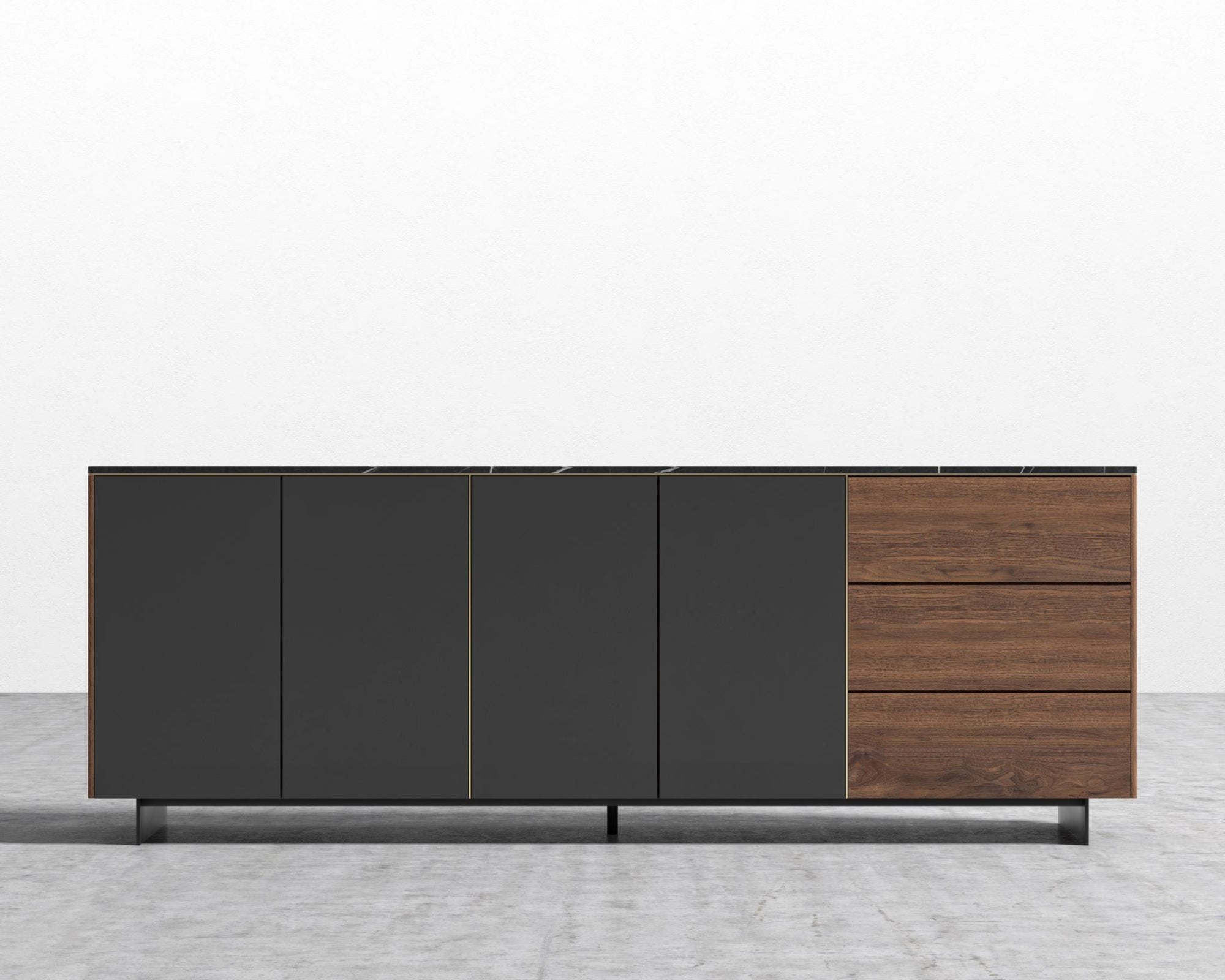 Augustus Sideboard - Black Marble, Walnut Veneer