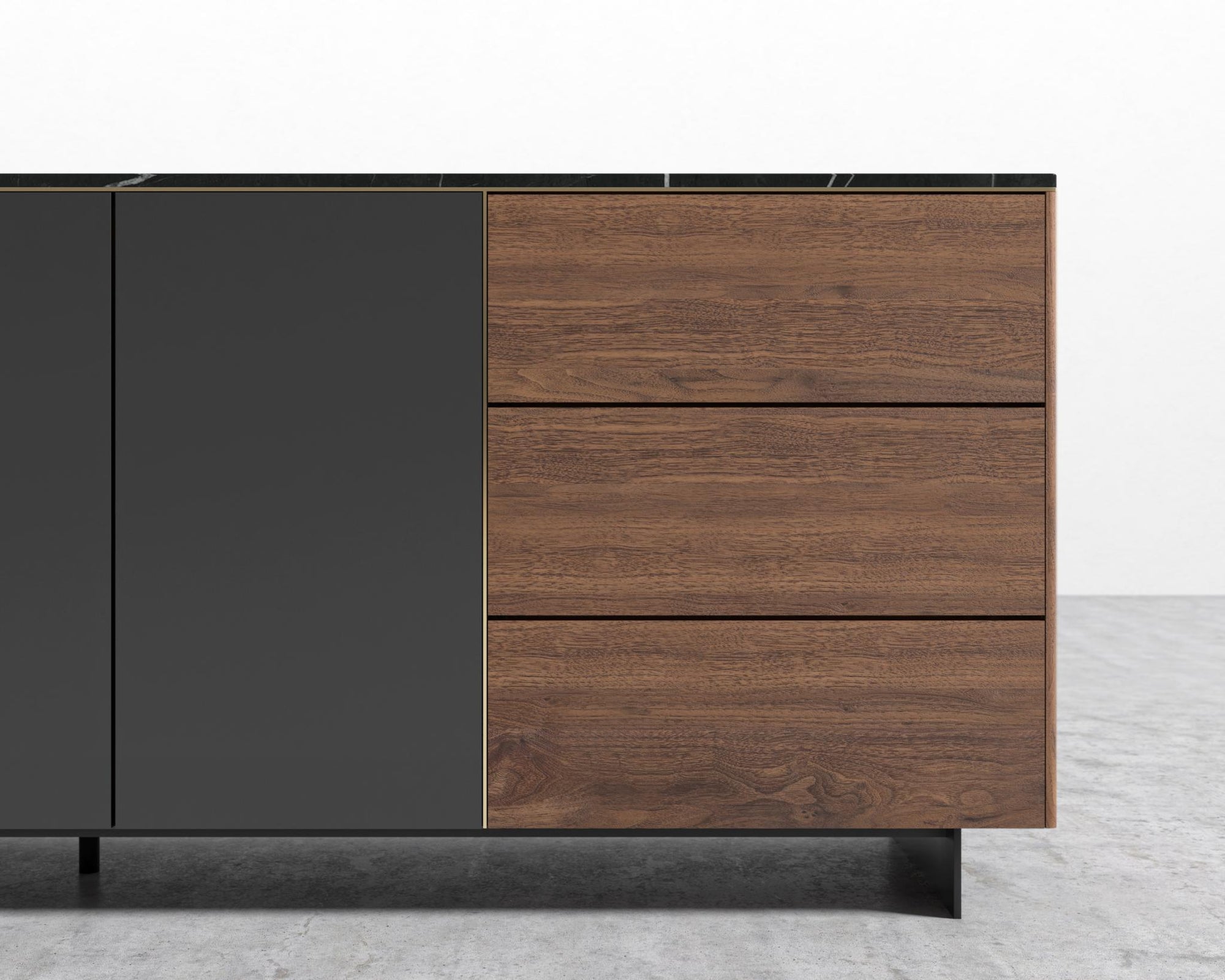 Augustus Sideboard - Black Marble, Walnut Veneer
