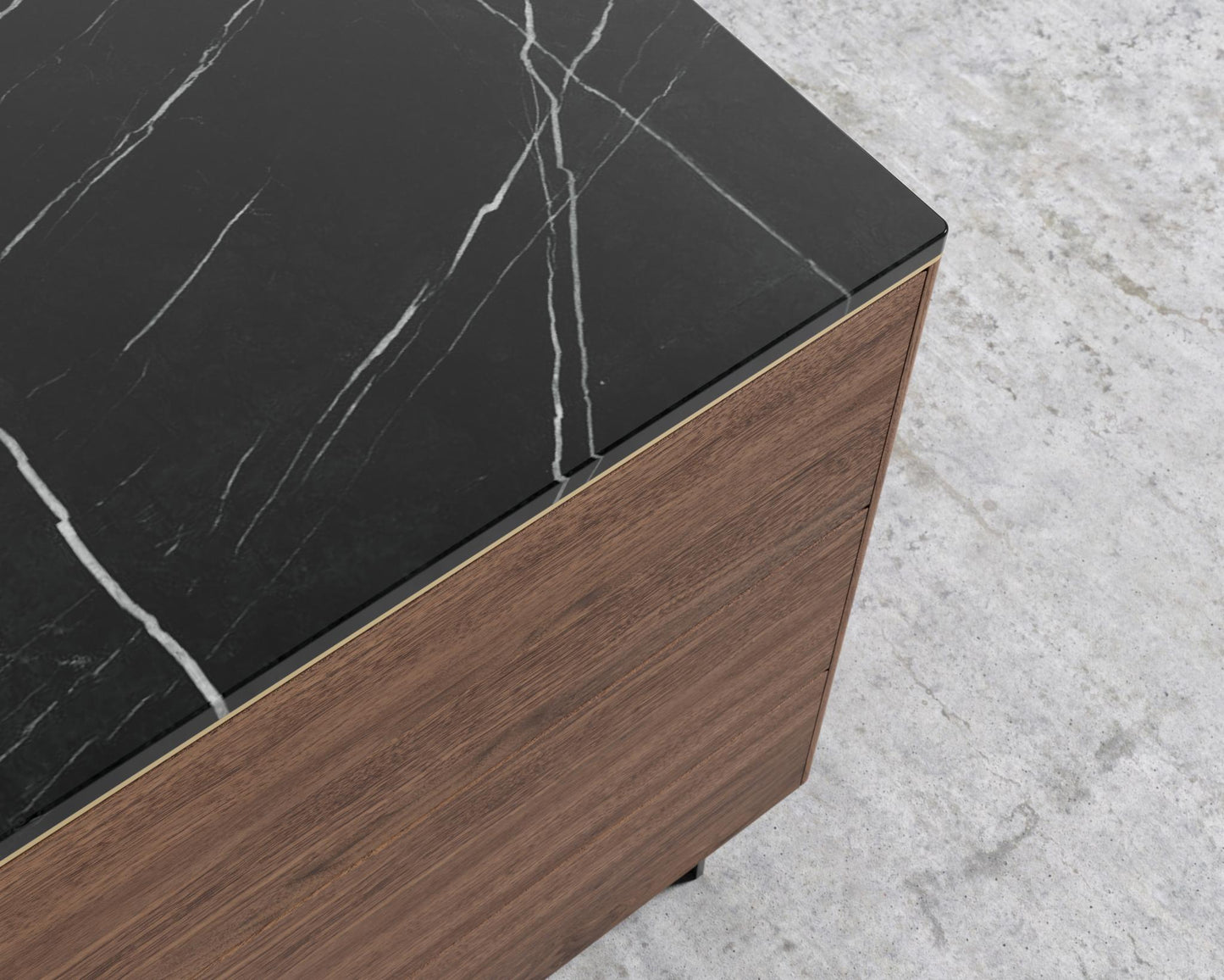 Augustus Sideboard - Black Marble, Walnut Veneer