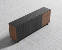 Augustus Sideboard - Black Marble, Walnut Veneer