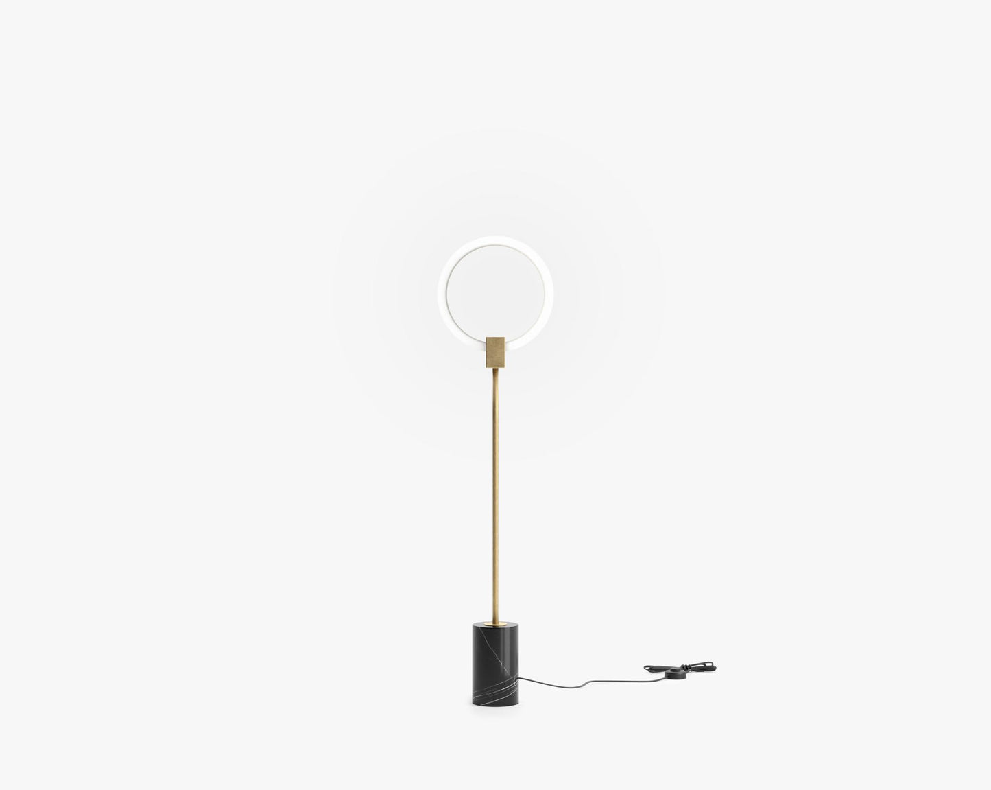 Aura Floor Lamp - Short, Brass w/ Black Marble
