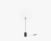 Aura Floor Lamp - Short, Brass w/ Black Marble