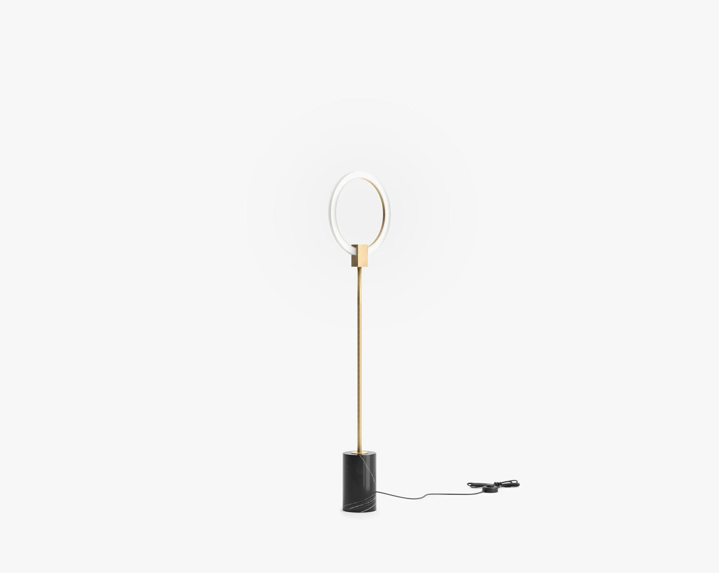 Aura Floor Lamp - Short, Brass w/ Black Marble