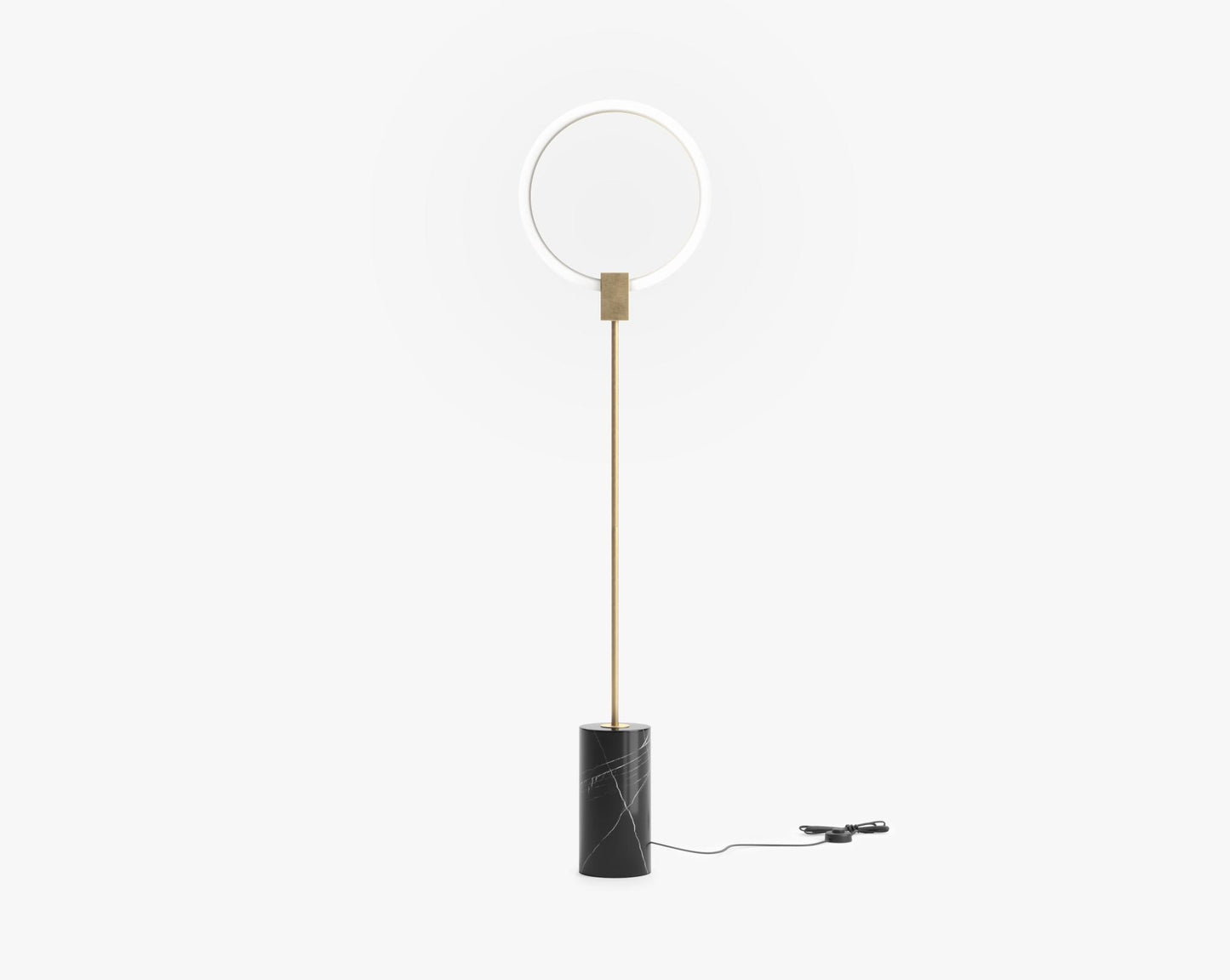 Aura Floor Lamp - Tall, Brass w/ Black Marble