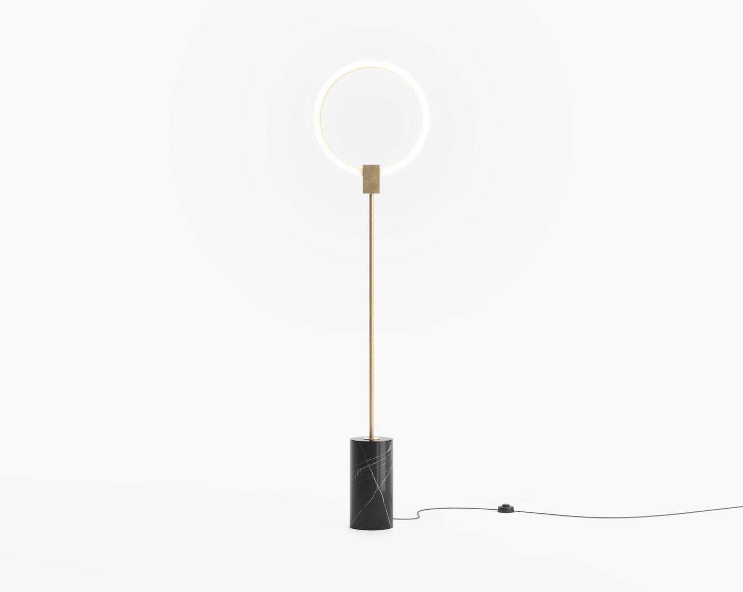 Aura Floor Lamp - Tall, Brass w/ Black Marble