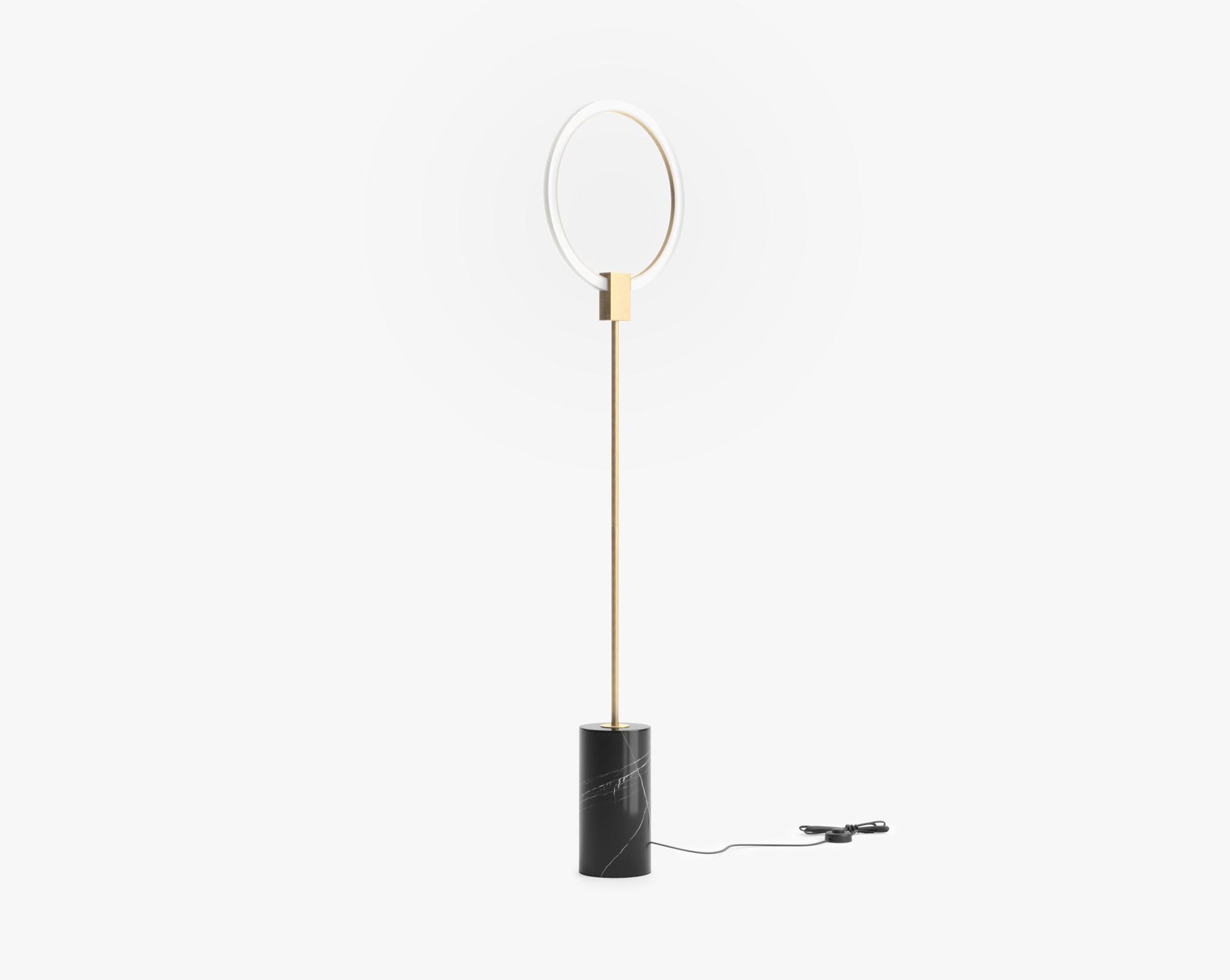 Aura Floor Lamp - Tall, Brass w/ Black Marble