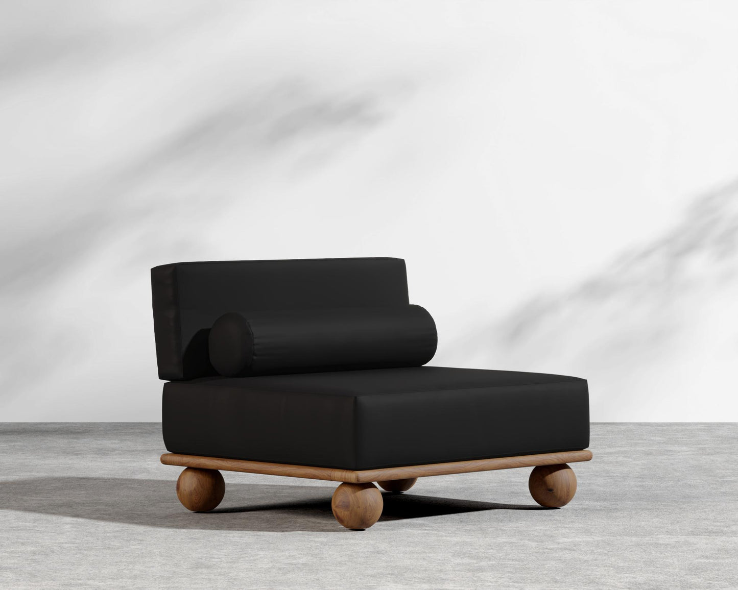 Bali Outdoor Armless - Walnut Acacia, Outdoor Fabric - Arcadia