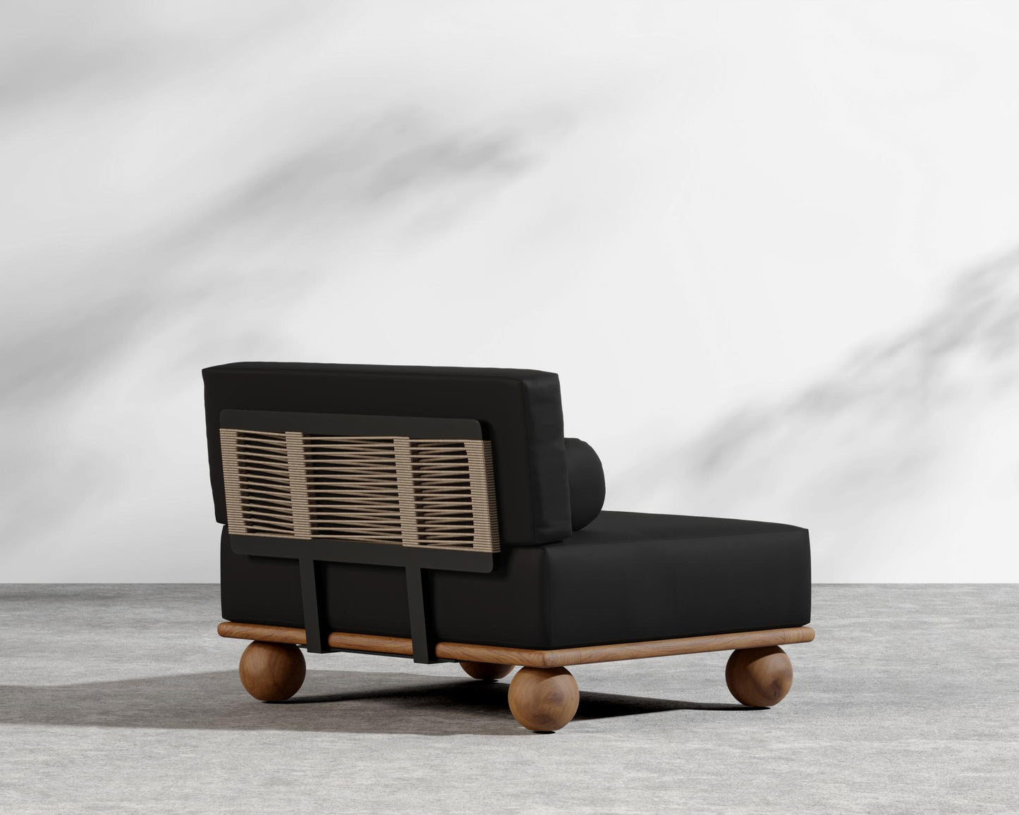 Bali Outdoor Armless - Walnut Acacia, Outdoor Fabric - Arcadia