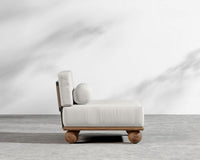 Bali Outdoor Armless - Walnut Acacia, Outdoor Fabric - Palisades