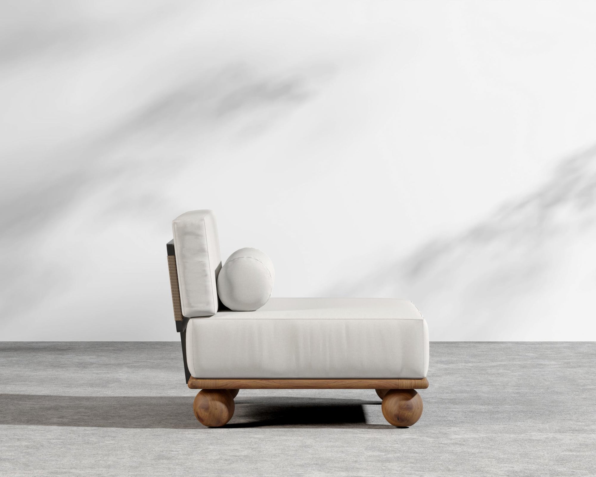 Bali Outdoor Armless - Walnut Acacia, Outdoor Fabric - Palisades