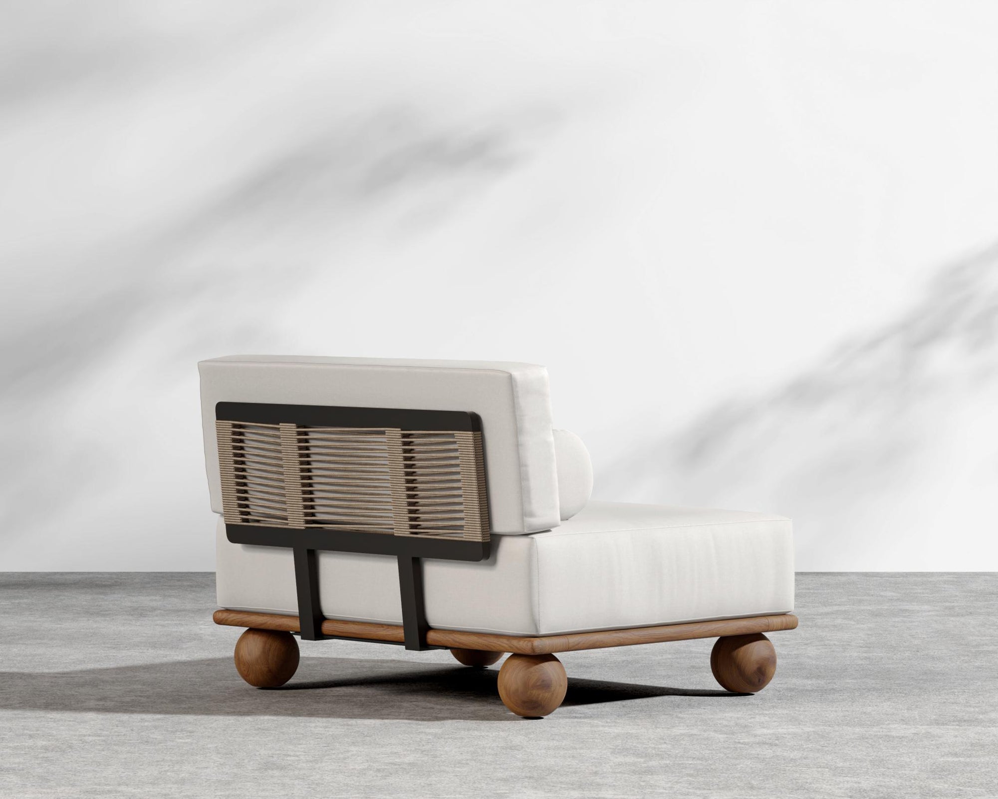 Bali Outdoor Armless - Walnut Acacia, Outdoor Fabric - Palisades