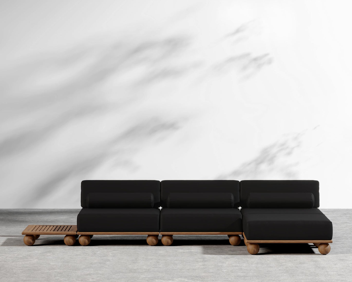 Bali Outdoor Modular Sectional - Walnut Acacia, Outdoor Fabric - Arcadia