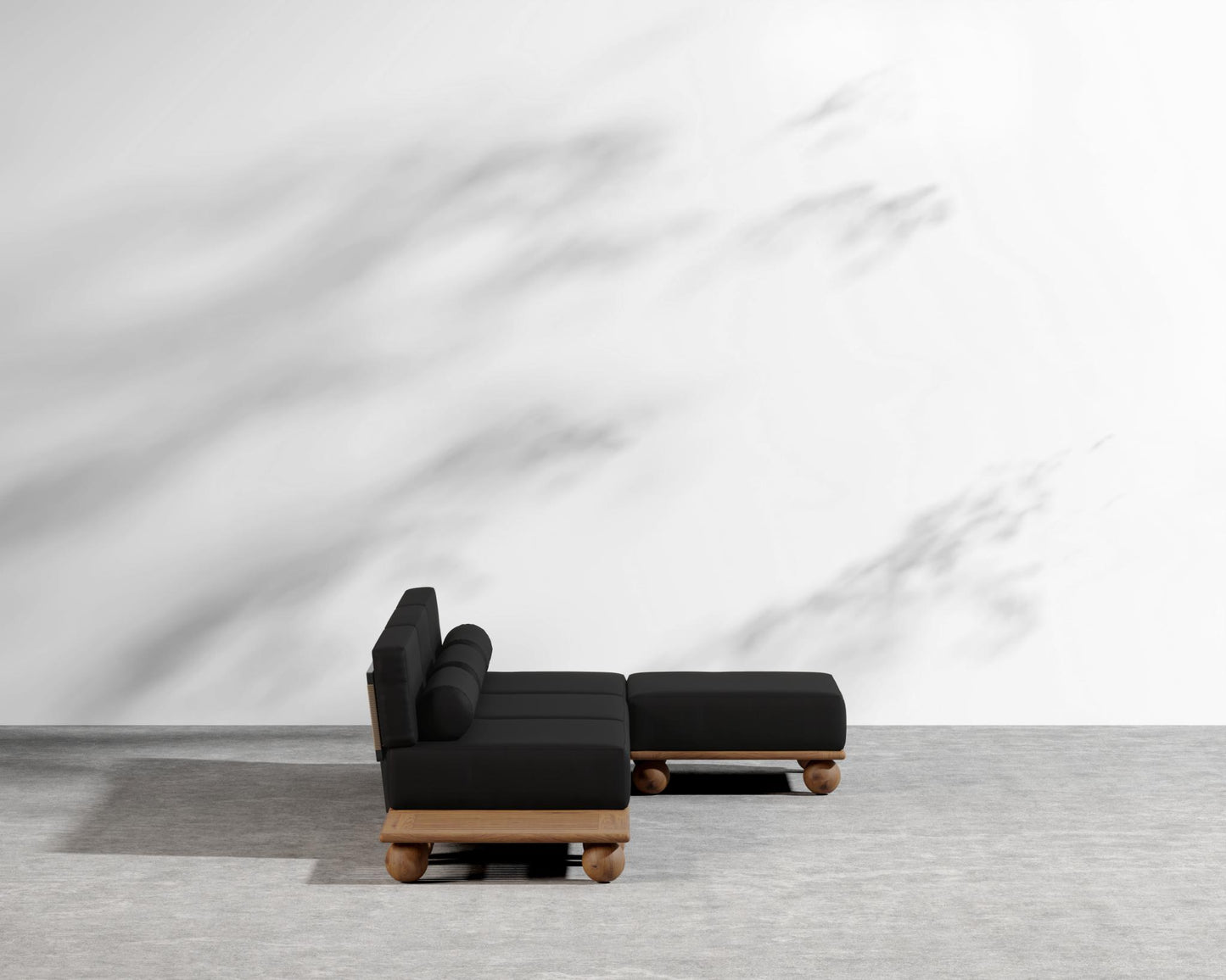 Bali Outdoor Modular Sectional - Walnut Acacia, Outdoor Fabric - Arcadia