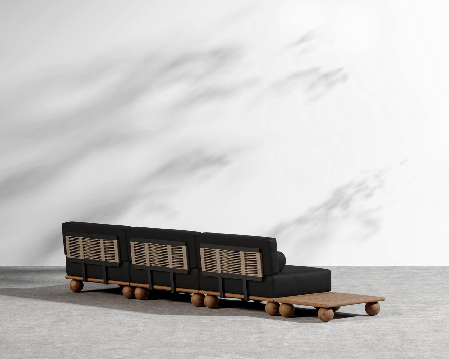 Bali Outdoor Modular Sectional - Walnut Acacia, Outdoor Fabric - Arcadia