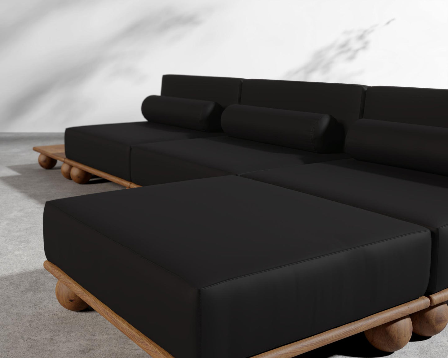 Bali Outdoor Modular Sectional - Walnut Acacia, Outdoor Fabric - Arcadia