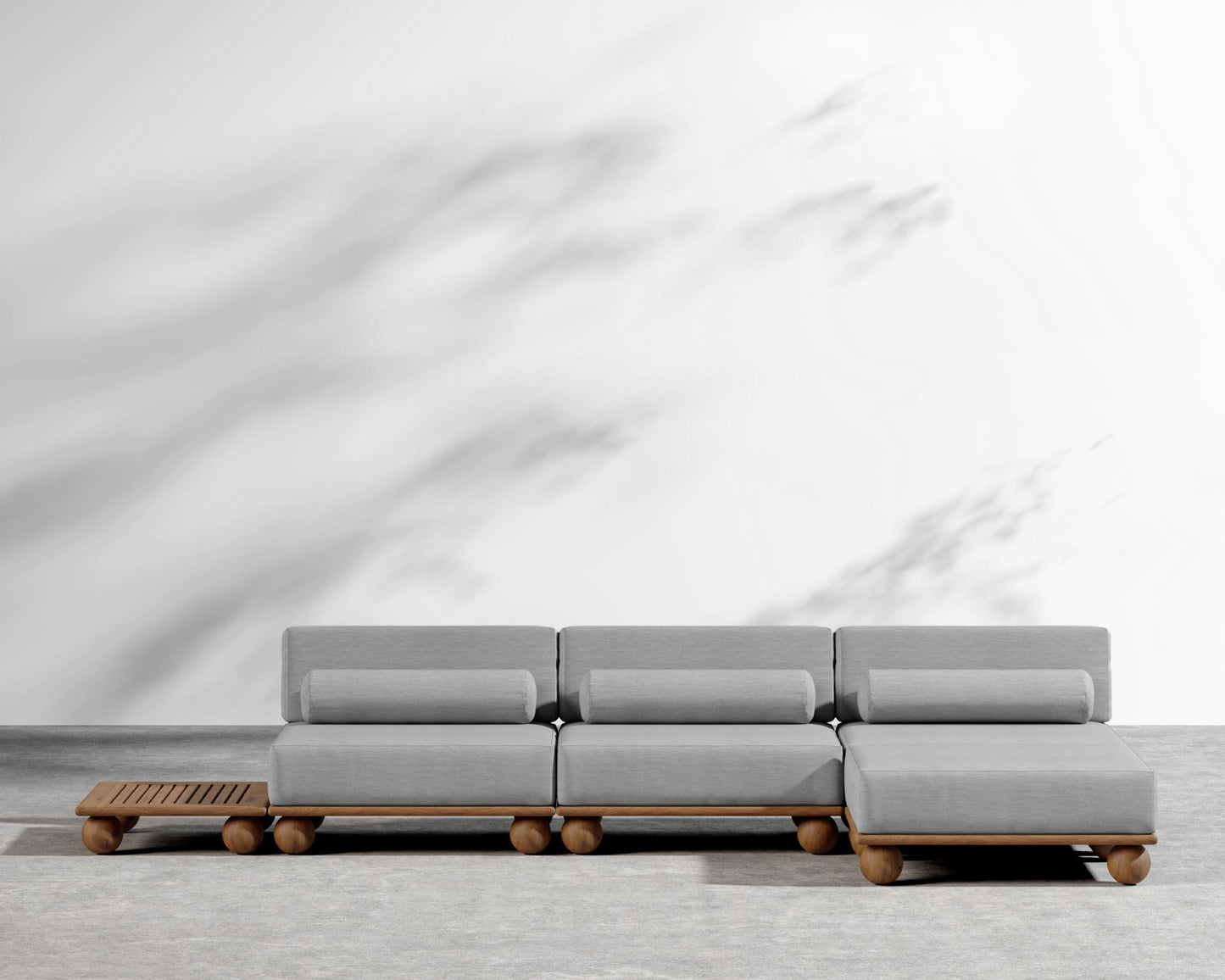 Bali Outdoor Modular Sectional - Walnut Acacia, Outdoor Fabric - Encino