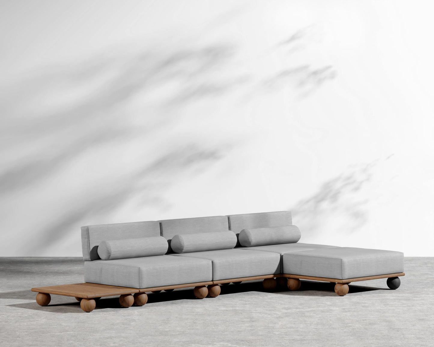 Bali Outdoor Modular Sectional - Walnut Acacia, Outdoor Fabric - Encino