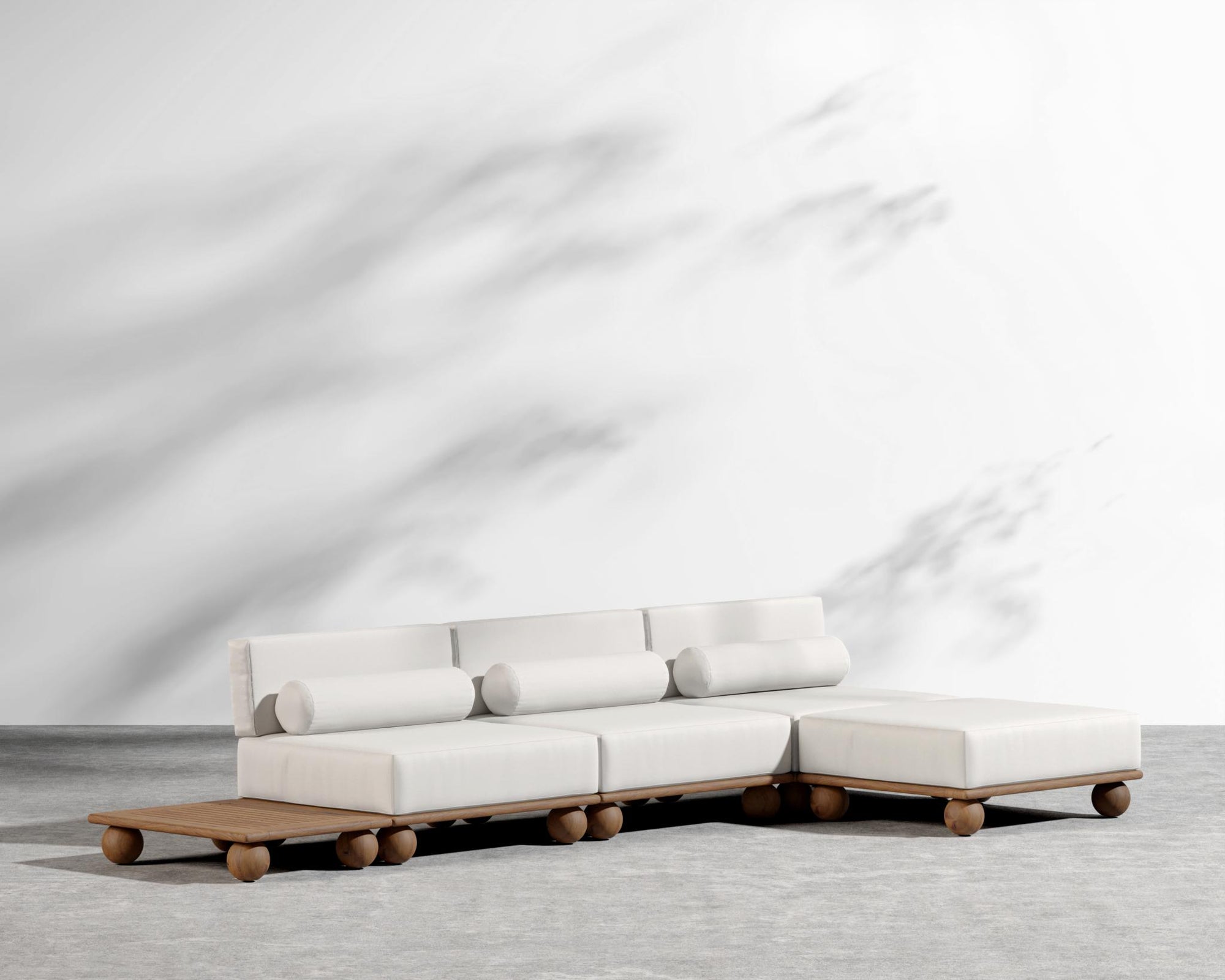 Bali Outdoor Modular Sectional - Walnut Acacia, Outdoor Fabric - Palisades