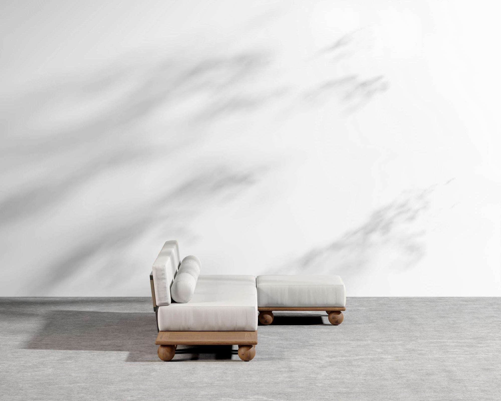 Bali Outdoor Modular Sectional - Walnut Acacia, Outdoor Fabric - Palisades