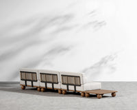 Bali Outdoor Modular Sectional - Walnut Acacia, Outdoor Fabric - Palisades