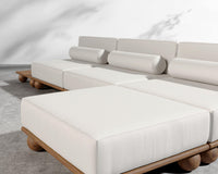 Bali Outdoor Modular Sectional - Walnut Acacia, Outdoor Fabric - Palisades
