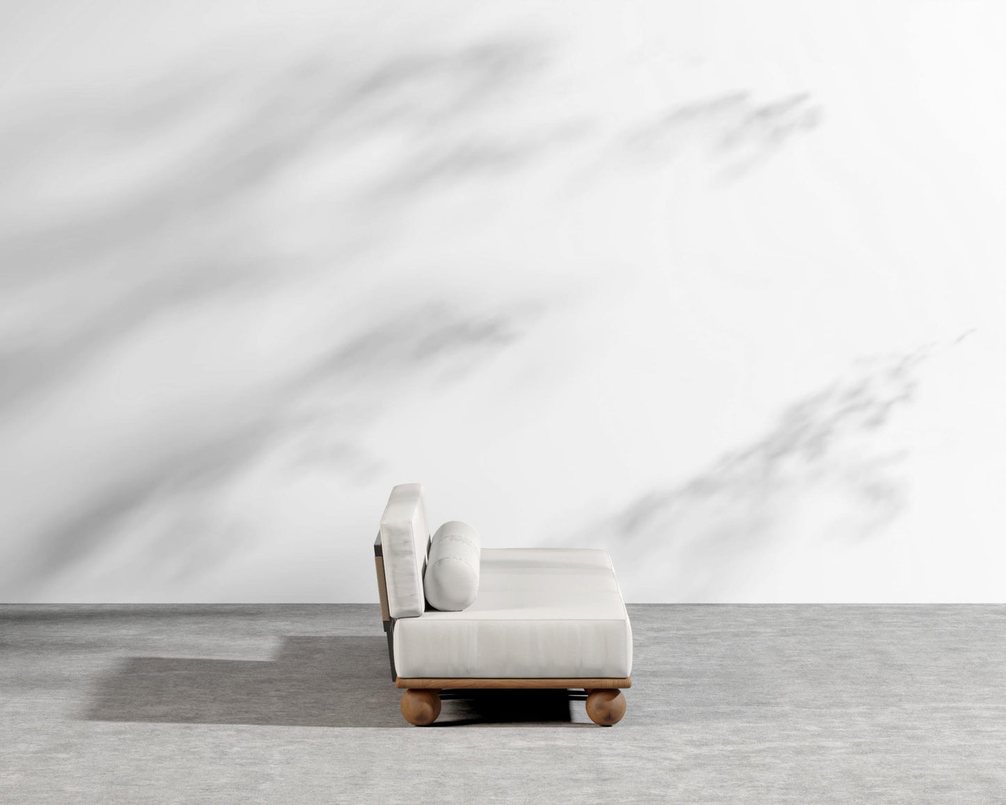 Bali Outdoor Open End Sofa - Walnut Acacia, Outdoor Fabric - Palisades