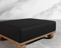 Bali Outdoor Ottoman - Walnut Acacia, Outdoor Fabric - Arcadia