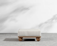 Bali Outdoor Ottoman - Walnut Acacia, Outdoor Fabric - Palisades