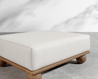 Bali Outdoor Ottoman - Walnut Acacia, Outdoor Fabric - Palisades